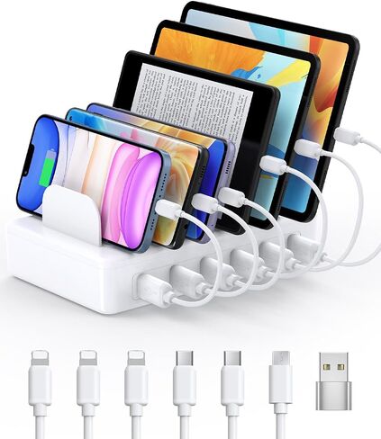 محطة شحن متعددة 50 وات، 6 منافذ، قاعدة شحن USB لأجهزة متعددة in Kuwait