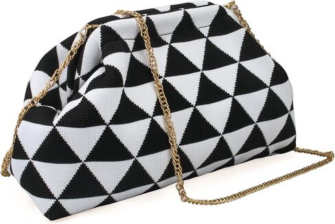YYW Clutch Purses for Women,Woven Crochet Purse Colorblock Shoulder Bag Casual Knitted Handbag in Saudi Arabia