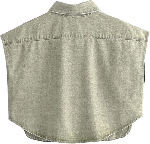 Kissonic Women's Denim Vest Sleeveless Jean Jacket Button Down Double Pockets Decoration Crop Waistcoat in Saudi Arabia