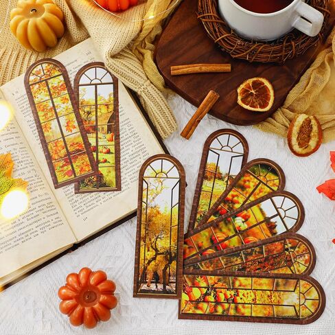 48 Pieces Cute Fall Bookmarks Bulk Autumn Plants Book Markers for Women Thanksgiving Bookmarks Sunflowers Maple Leaves Book Mark for Book Lover Women Men Teacher Student Birthday Gifts in Saudi Arabia