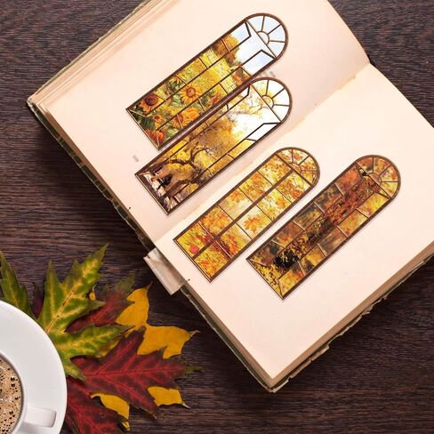 48 Pieces Cute Fall Bookmarks Bulk Autumn Plants Book Markers for Women Thanksgiving Bookmarks Sunflowers Maple Leaves Book Mark for Book Lover Women Men Teacher Student Birthday Gifts in Saudi Arabia
