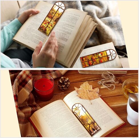 48 Pieces Cute Fall Bookmarks Bulk Autumn Plants Book Markers for Women Thanksgiving Bookmarks Sunflowers Maple Leaves Book Mark for Book Lover Women Men Teacher Student Birthday Gifts in Saudi Arabia