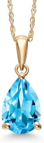Gem Stone King 14K Yellow Gold 9X6MM Pear Shape Gemstone Birthstone Teardrop Pendant Necklace | Gold Necklace For Women | With 18 Inch Chain in Saudi Arabia