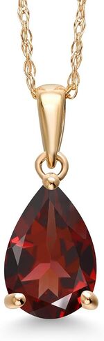 Gem Stone King 14K Yellow Gold 9X6MM Pear Shape Gemstone Birthstone Teardrop Pendant Necklace | Gold Necklace For Women | With 18 Inch Chain in Saudi Arabia