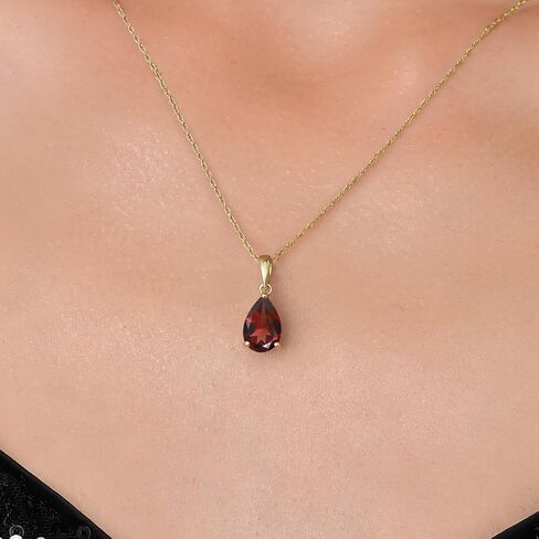 Gem Stone King 14K Yellow Gold 9X6MM Pear Shape Gemstone Birthstone Teardrop Pendant Necklace | Gold Necklace For Women | With 18 Inch Chain in Saudi Arabia