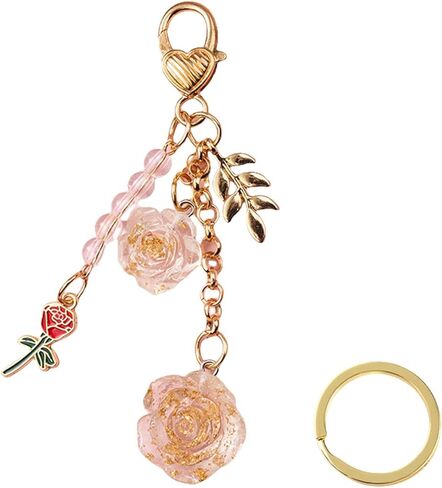 Cute Rose Keychain, Rose Keychain Flower Charm Keychain with Chain Tassel Rose Pendant Keyring in Saudi Arabia