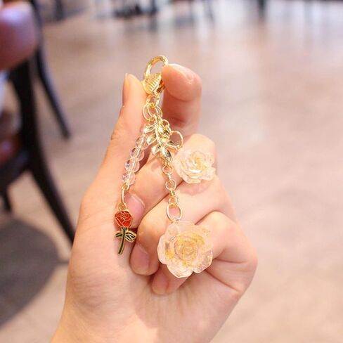 Cute Rose Keychain, Rose Keychain Flower Charm Keychain with Chain Tassel Rose Pendant Keyring in Saudi Arabia