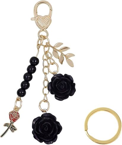 Cute Rose Keychain, Rose Keychain Flower Charm Keychain with Chain Tassel Rose Pendant Keyring in Saudi Arabia