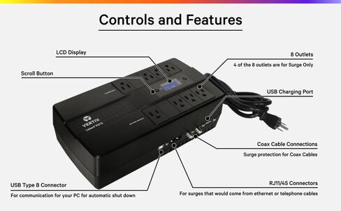 Liebert PST5 UPS - 350VA/200W 120V, Standby Power, 8 Outlets, Network Protection, 3 Year Warranty, Shutdown software, Uninterruptible Power Supply, Battery Backup with Surge Protection (PST5-350MT120) in Saudi Arabia