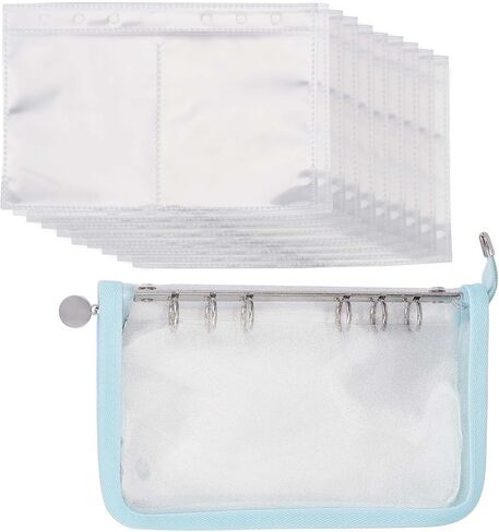 GORGECRAFT 6 Ring A6 Binder Folders Cover PVC Notebook Shell with Zipper and 10Pcs Blank Refill Paper Budget Loose Leaf Folder Closure Binders Zip Organizer Planner Pockets in Saudi Arabia
