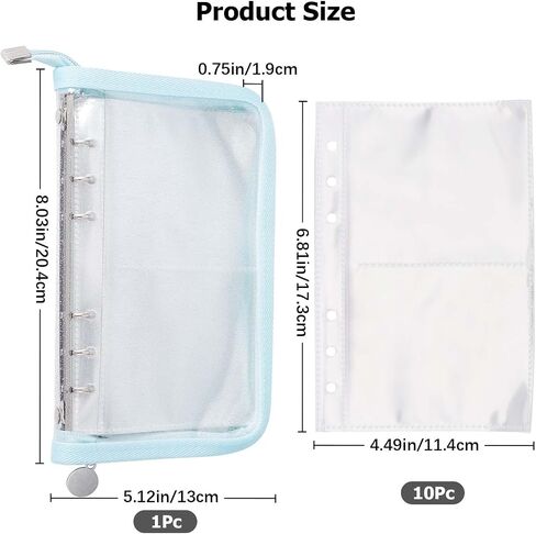 GORGECRAFT 6 Ring A6 Binder Folders Cover PVC Notebook Shell with Zipper and 10Pcs Blank Refill Paper Budget Loose Leaf Folder Closure Binders Zip Organizer Planner Pockets in Saudi Arabia