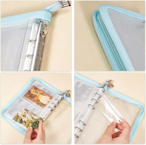 GORGECRAFT 6 Ring A6 Binder Folders Cover PVC Notebook Shell with Zipper and 10Pcs Blank Refill Paper Budget Loose Leaf Folder Closure Binders Zip Organizer Planner Pockets in Saudi Arabia