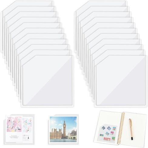 جيوب زاوية شفافة لاصقة، جيوب لاصقة مخططة مقاس 6 × 6 بوصة، جيب لاصق ذاتي اللصق لإضافة مساحة تخزين إضافية للمجلدات، المنزل، المكتب، المدرسة (12 قطعة) in Kuwait