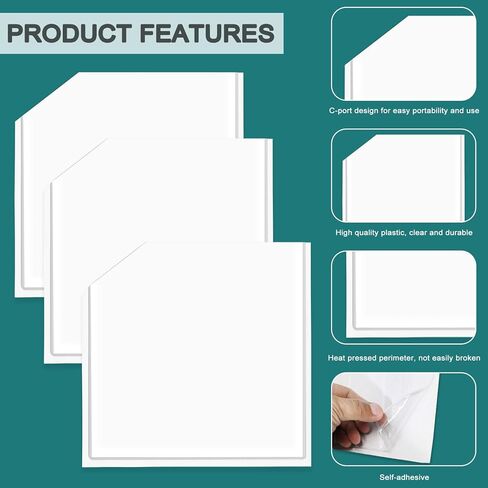 جيوب زاوية شفافة لاصقة، جيوب لاصقة مخططة مقاس 6 × 6 بوصة، جيب لاصق ذاتي اللصق لإضافة مساحة تخزين إضافية للمجلدات، المنزل، المكتب، المدرسة (12 قطعة) in Kuwait