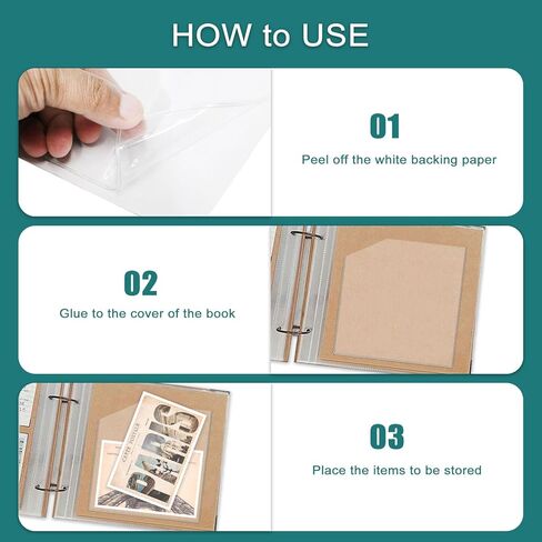 جيوب زاوية شفافة لاصقة، جيوب لاصقة مخططة مقاس 6 × 6 بوصة، جيب لاصق ذاتي اللصق لإضافة مساحة تخزين إضافية للمجلدات، المنزل، المكتب، المدرسة (12 قطعة) in Kuwait