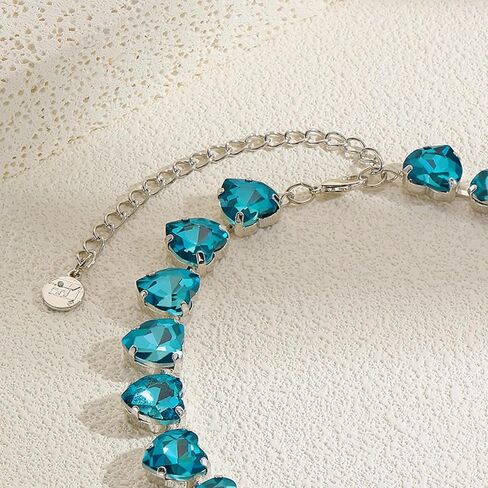 Firstmeet Heart-shaped Crystal Rhinestone Collar Necklace Wedding Sparkly Colorful Crystal Choker For Women in Kuwait