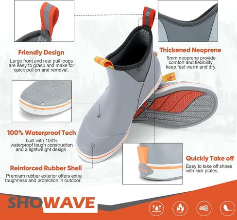 Showave المرأة سطح الأحذية مقاوم للماء الكاحل احذية المطر الراحة الرياضة قارب الجوارب عدم الانزلاق أحذية نصف رقبة من المطاط in Saudi Arabia