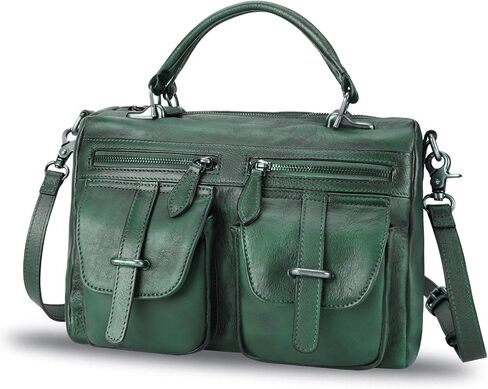 محفظة جلدية أصلية وحقيبة يد للنساء مصنوعة يدويًا من الجلد بمقبض علوي وحقيبة كتف وحزام in Kuwait