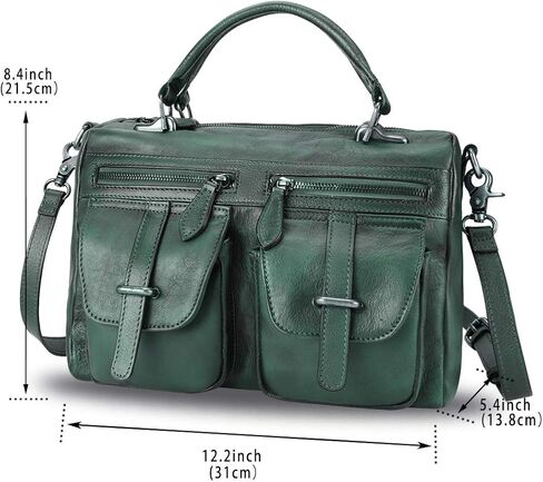 محفظة جلدية أصلية وحقيبة يد للنساء مصنوعة يدويًا من الجلد بمقبض علوي وحقيبة كتف وحزام in Kuwait