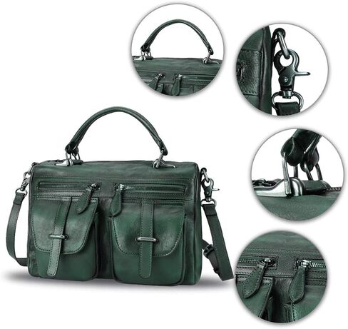 محفظة جلدية أصلية وحقيبة يد للنساء مصنوعة يدويًا من الجلد بمقبض علوي وحقيبة كتف وحزام in Kuwait