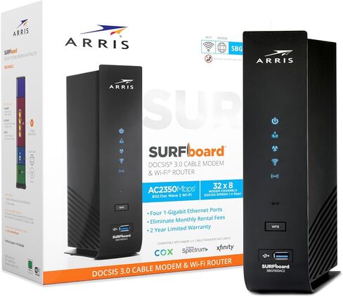 ARRIS (SB6190-RB) - Cable Modem - DOCSIS 3.0 32x8 Gigabit Modem, [Check with your provider for compatibility]1 Gbps Port, 800 Mbps Max Speed, 2 Year Warranty -Renewed in Kuwait