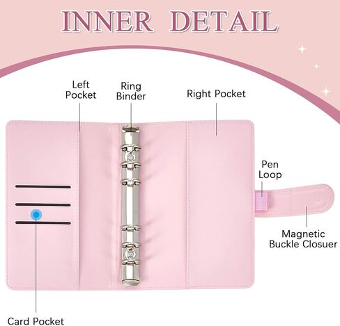 A6 Rhinestone 6 Ring Notebook Binder with Diamond Pen Set Silver Bling Office Accessories Supplies for Women Teen Girls Glitter Gift Set in Saudi Arabia