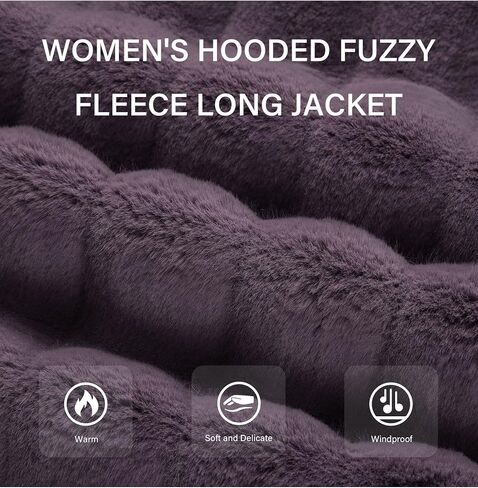 RISISSIDA Women Faux Fur Long Fuzzy Fur Jacket Hooded Spring Fall Winter Fashion,Thermal Zip Up Coat in Saudi Arabia