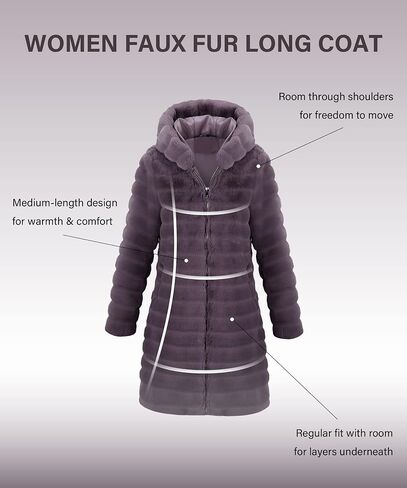 RISISSIDA Women Faux Fur Long Fuzzy Fur Jacket Hooded Spring Fall Winter Fashion,Thermal Zip Up Coat in Saudi Arabia