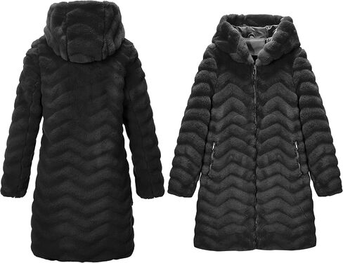 RISISSIDA Women Faux Fur Long Fuzzy Fur Jacket Hooded Spring Fall Winter Fashion,Thermal Zip Up Coat in Saudi Arabia