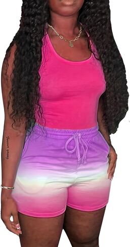 مجموعات القمصان والسراويل القصيرة للسيدات من LovelyWholesale ملابس رياضية متدرجة للصيف مكونة من قطعتين in Saudi Arabia