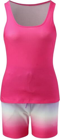 مجموعات القمصان والسراويل القصيرة للسيدات من LovelyWholesale ملابس رياضية متدرجة للصيف مكونة من قطعتين in Saudi Arabia