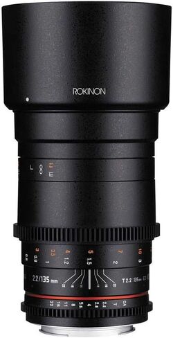 Rokinon Cine DS 135mm T2.2 ED UMC Telephoto Cine Lens for Canon EF Digital SLR Cameras Black | Cinema lens provides smooth manual focus and consistent optical performance for professional video production. in Kuwait