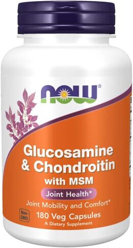 NOW Supplements, Glucosamine & Chondroitin with MSM, Joint Health, Mobility and Comfort*, 180 Veg Capsules in Saudi Arabia