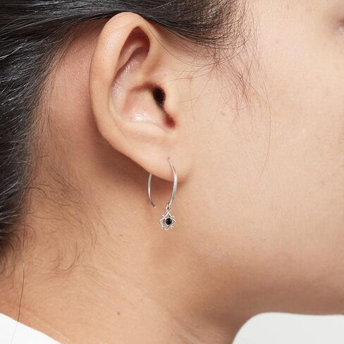 Boma Jewelry Sterling Silver Flower Shaped Dot Pull Through Hoop Earrings in Saudi Arabia