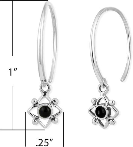 Boma Jewelry Sterling Silver Flower Shaped Dot Pull Through Hoop Earrings in Saudi Arabia