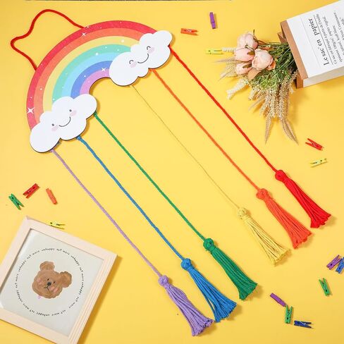 Room Decor Hanging Photo Display with String Lights Picture Collage Board Boho Picture Frame Holder with Clips Macrame Wall Decor for Kindergarten Decoration Bedroom Living Room(Unicorn) in Saudi Arabia