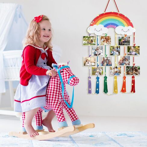 Room Decor Hanging Photo Display with String Lights Picture Collage Board Boho Picture Frame Holder with Clips Macrame Wall Decor for Kindergarten Decoration Bedroom Living Room(Unicorn) in Saudi Arabia