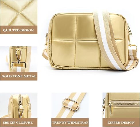 NAARIIAN Quilted Crossbody Bag for Women Puffer shoulder bag Guitar strap padded handbag designer trendy dupes soft purse in Saudi Arabia