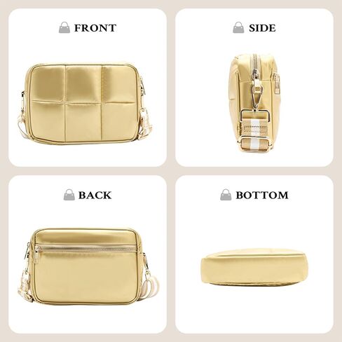 NAARIIAN Quilted Crossbody Bag for Women Puffer shoulder bag Guitar strap padded handbag designer trendy dupes soft purse in Saudi Arabia