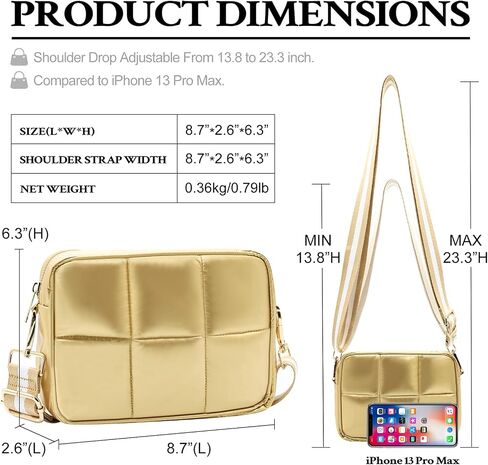 NAARIIAN Quilted Crossbody Bag for Women Puffer shoulder bag Guitar strap padded handbag designer trendy dupes soft purse in Saudi Arabia