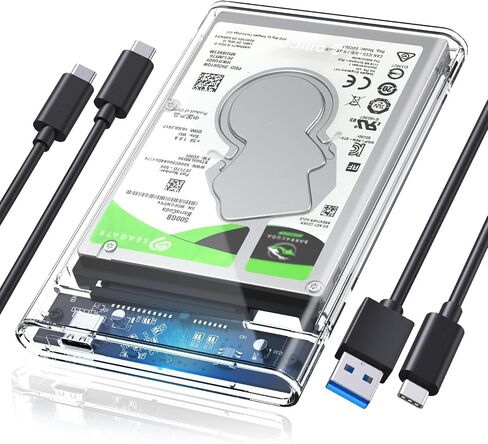 ORICO 2.5'' External Hard Drive Enclosure USB 3.0 to SATA III Tool-Free Clear Hard Disk Case for 2.5 inch 7mm 9.5mm SATA HDD SSD Max 6TB Support UASP(2139U3) in Kuwait
