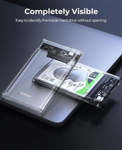 ORICO 2.5'' External Hard Drive Enclosure USB 3.0 to SATA III Tool-Free Clear Hard Disk Case for 2.5 inch 7mm 9.5mm SATA HDD SSD Max 6TB Support UASP(2139U3) in Kuwait