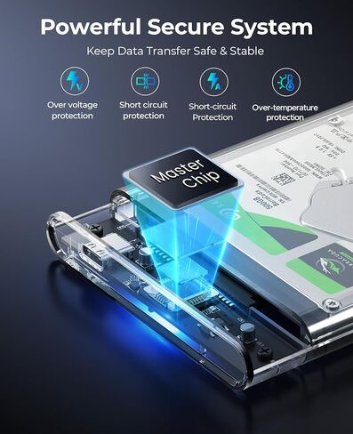 ORICO 2.5'' External Hard Drive Enclosure USB 3.0 to SATA III Tool-Free Clear Hard Disk Case for 2.5 inch 7mm 9.5mm SATA HDD SSD Max 6TB Support UASP(2139U3) in Kuwait