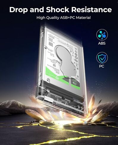ORICO 2.5'' External Hard Drive Enclosure USB 3.0 to SATA III Tool-Free Clear Hard Disk Case for 2.5 inch 7mm 9.5mm SATA HDD SSD Max 6TB Support UASP(2139U3) in Kuwait