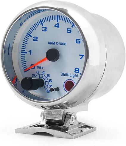 مقياس سرعة الدوران للسيارة فضي عالمي 3.75 بوصة أزرق Inter Shift Light 0-8000 دورة في الدقيقة مناسب لمركبات البنزين 12 3 4 5 6 7 8 أسطوانات أو دراجات نارية جديدة ذات 1-2 أسطوانة in Kuwait