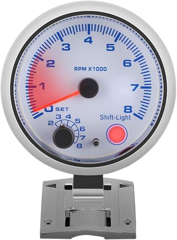 مقياس سرعة الدوران للسيارة فضي عالمي 3.75 بوصة أزرق Inter Shift Light 0-8000 دورة في الدقيقة مناسب لمركبات البنزين 12 3 4 5 6 7 8 أسطوانات أو دراجات نارية جديدة ذات 1-2 أسطوانة in Kuwait