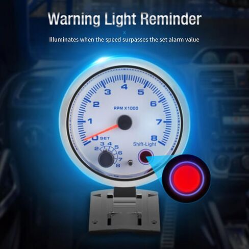 مقياس سرعة الدوران للسيارة فضي عالمي 3.75 بوصة أزرق Inter Shift Light 0-8000 دورة في الدقيقة مناسب لمركبات البنزين 12 3 4 5 6 7 8 أسطوانات أو دراجات نارية جديدة ذات 1-2 أسطوانة in Kuwait