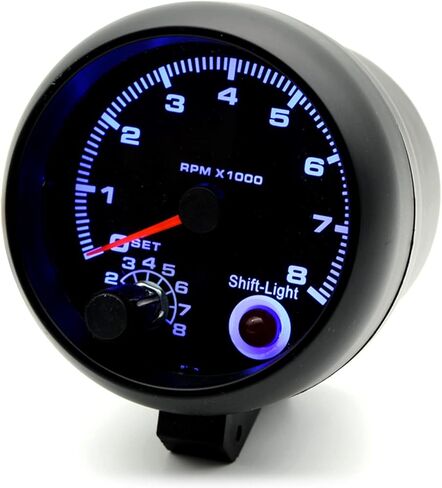 مقياس سرعة الدوران للسيارة فضي عالمي 3.75 بوصة أزرق Inter Shift Light 0-8000 دورة في الدقيقة مناسب لمركبات البنزين 12 3 4 5 6 7 8 أسطوانات أو دراجات نارية جديدة ذات 1-2 أسطوانة in Saudi Arabia