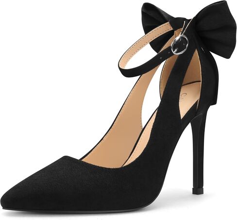 Carcuume Women's High Heels Strappy Pointed Toe Bow Pumps Ankle Strap Stiletto Party Shoes in Saudi Arabia