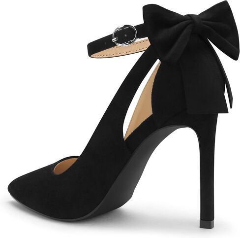 Carcuume Women's High Heels Strappy Pointed Toe Bow Pumps Ankle Strap Stiletto Party Shoes in Saudi Arabia